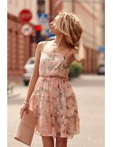 Airy dress with patterns, powder PR3213 - Online store - Boutique